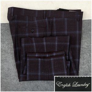 English Laundry Mens Dress Pants Flat Front Wool Casual Suit‎ Trousers Size 39L